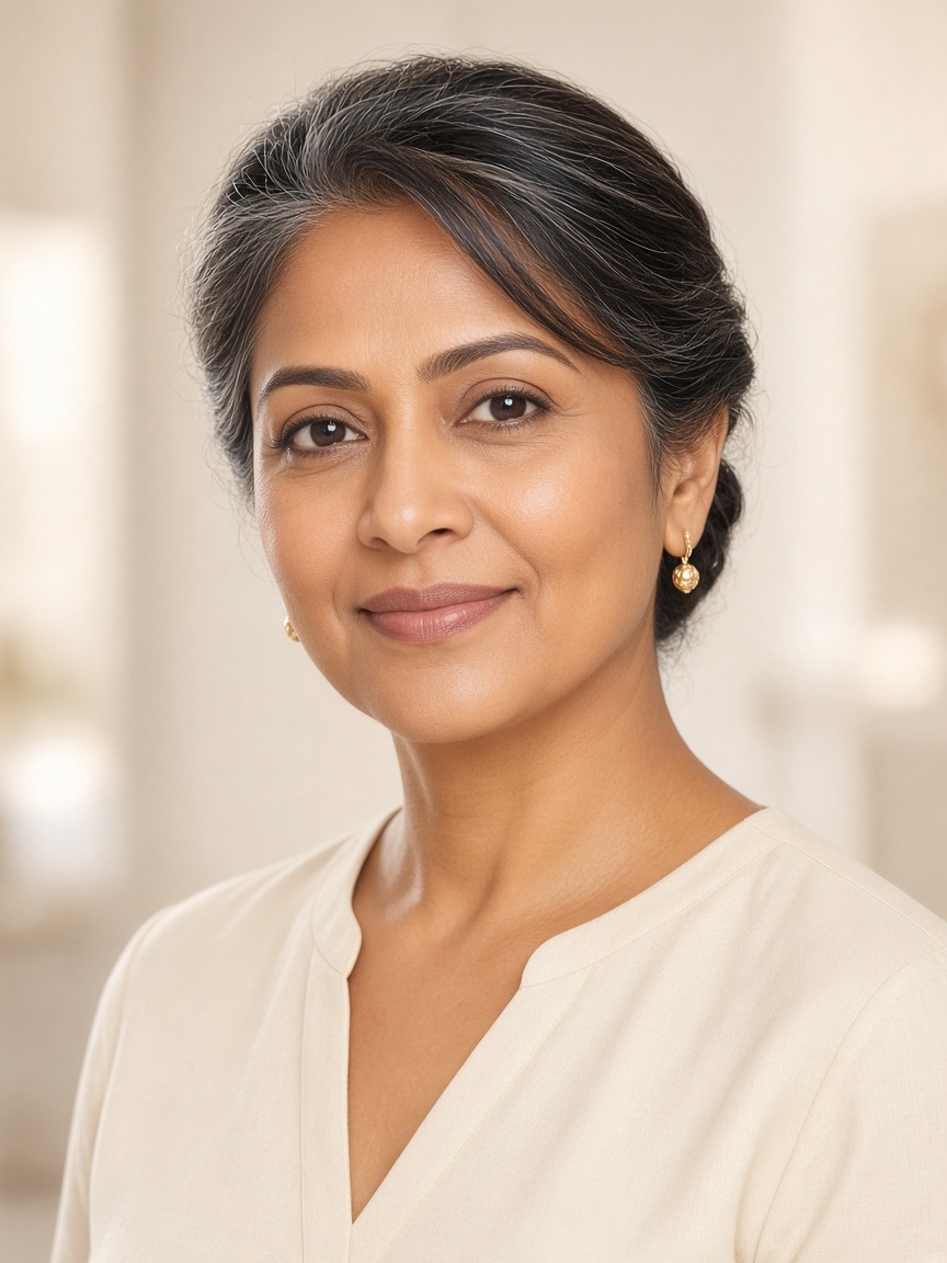 Woman with refreshed, naturally youthful skin