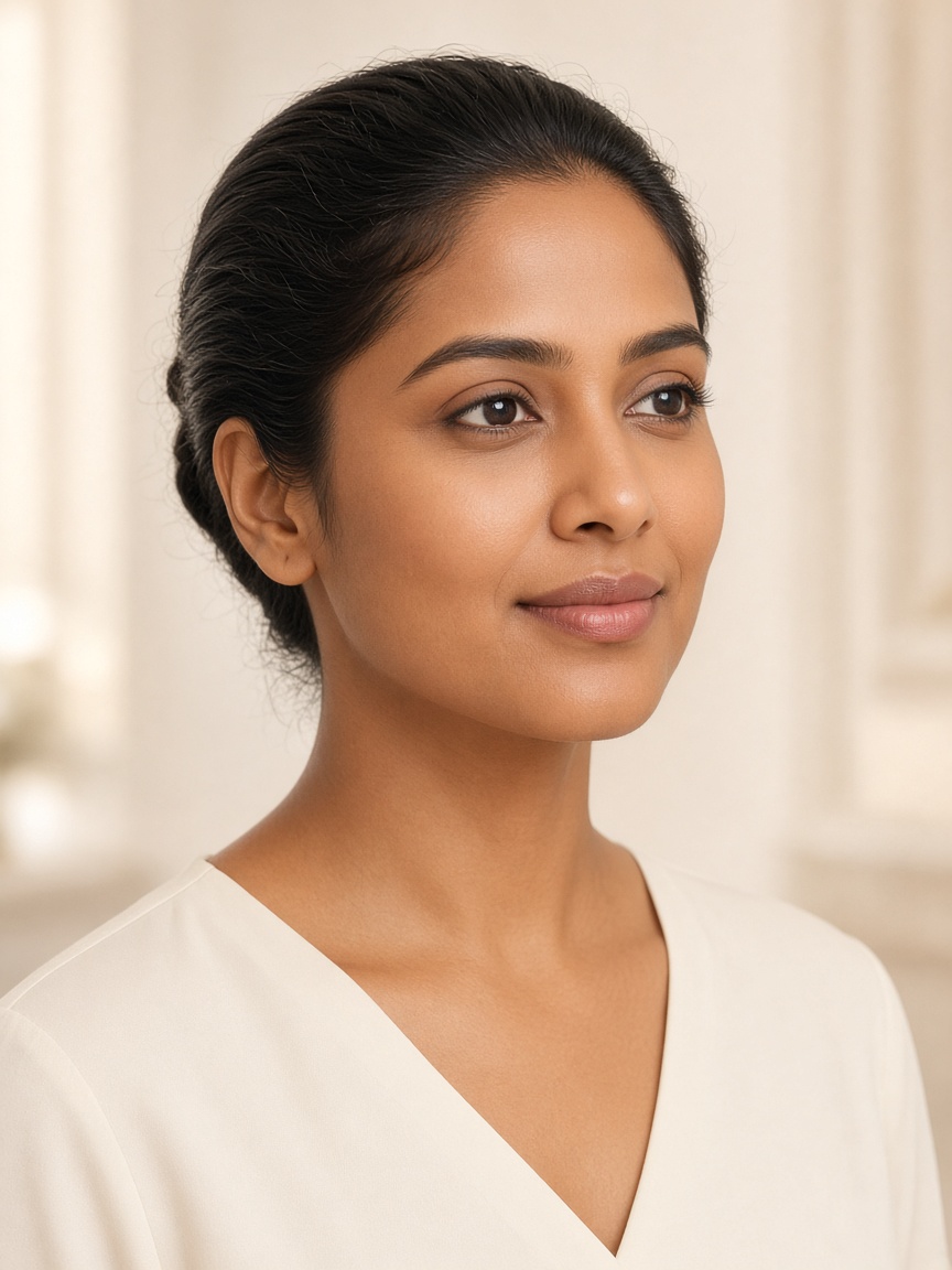 Woman with smooth, even skin after laser treatment