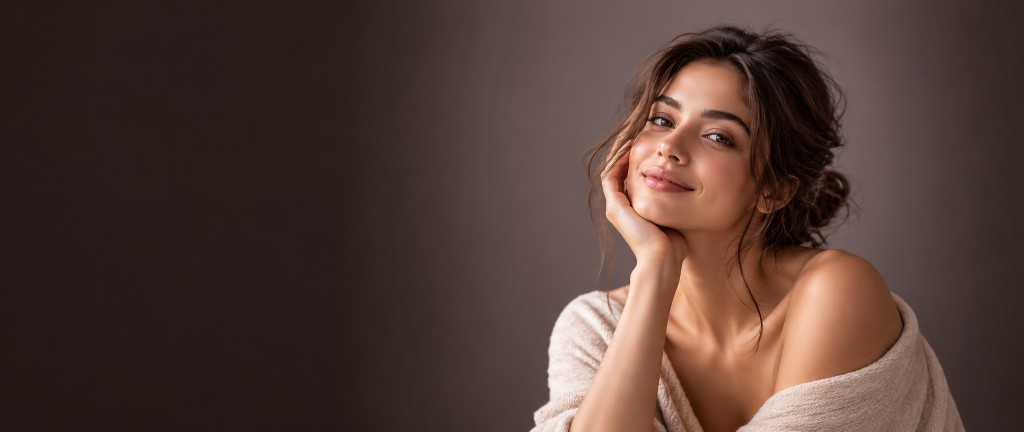 Woman resting her chin on her hand